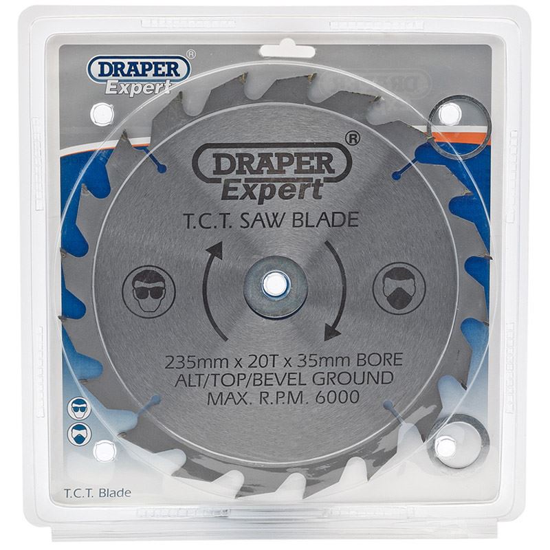 Draper Expert Circular Saw Blade 235mm x 35mm Bore x 20T 16mm 25mm 30mm Rd Rings - 09483