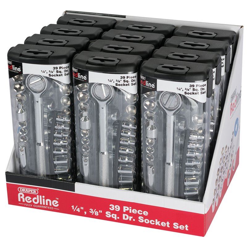 Draper Redline 1/4, 3/8" Sq Dr. Socket Set (39 Piece) | 68836