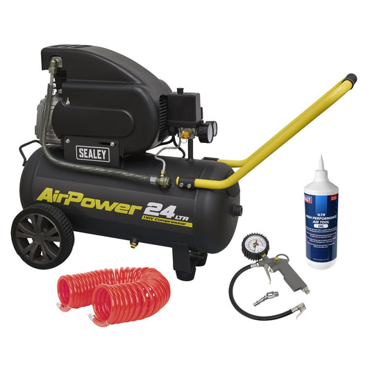 Sealey Air Compressor 24L Direct Drive 2hp 110V Site Combo SAC2420E110VSC