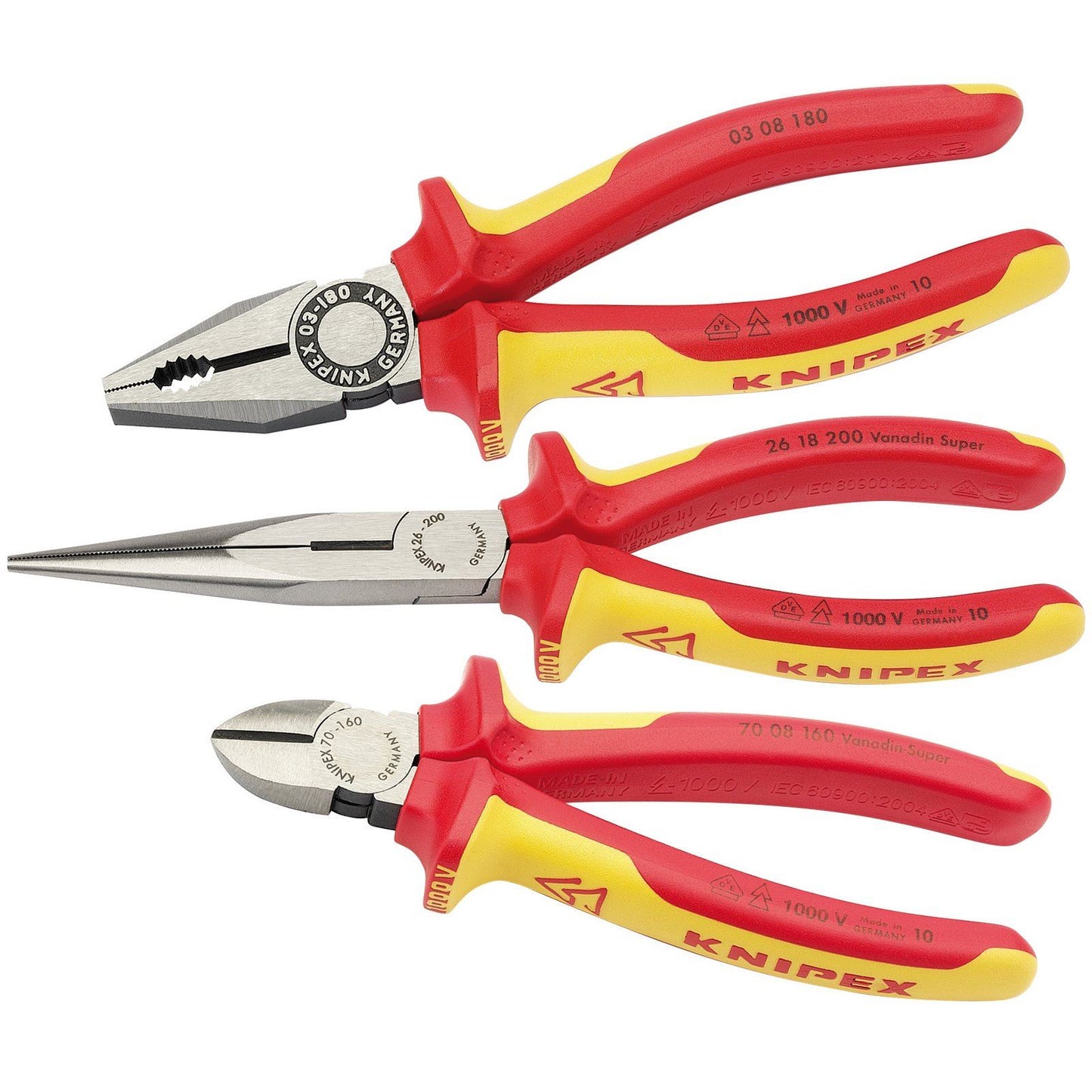 Knipex 44948 Electricians Fully Insulated VDE Plier Assembly Pack (3 Piece)