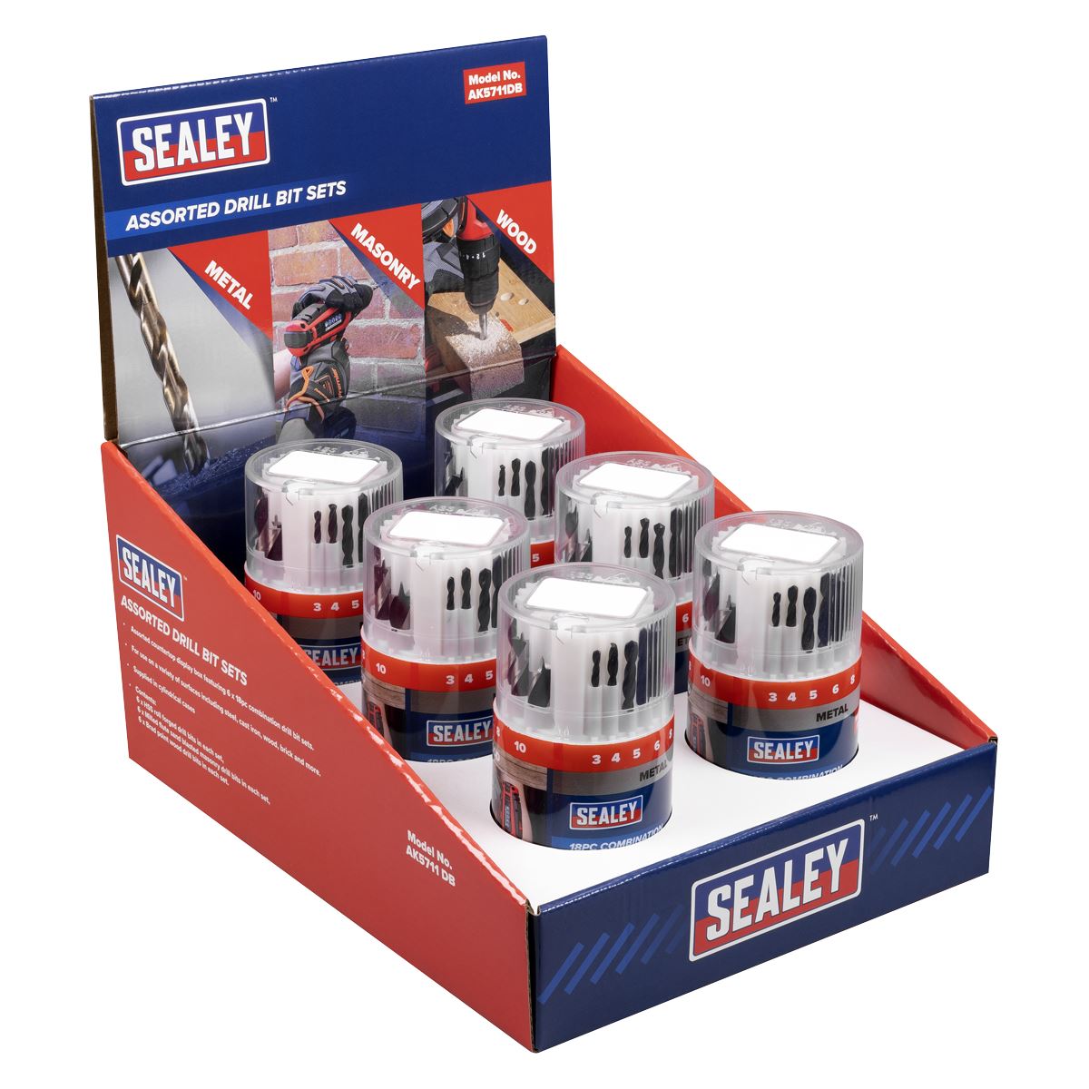 Sealey Drill Bit Sets Combination Display Box of 6 AK5711DB
