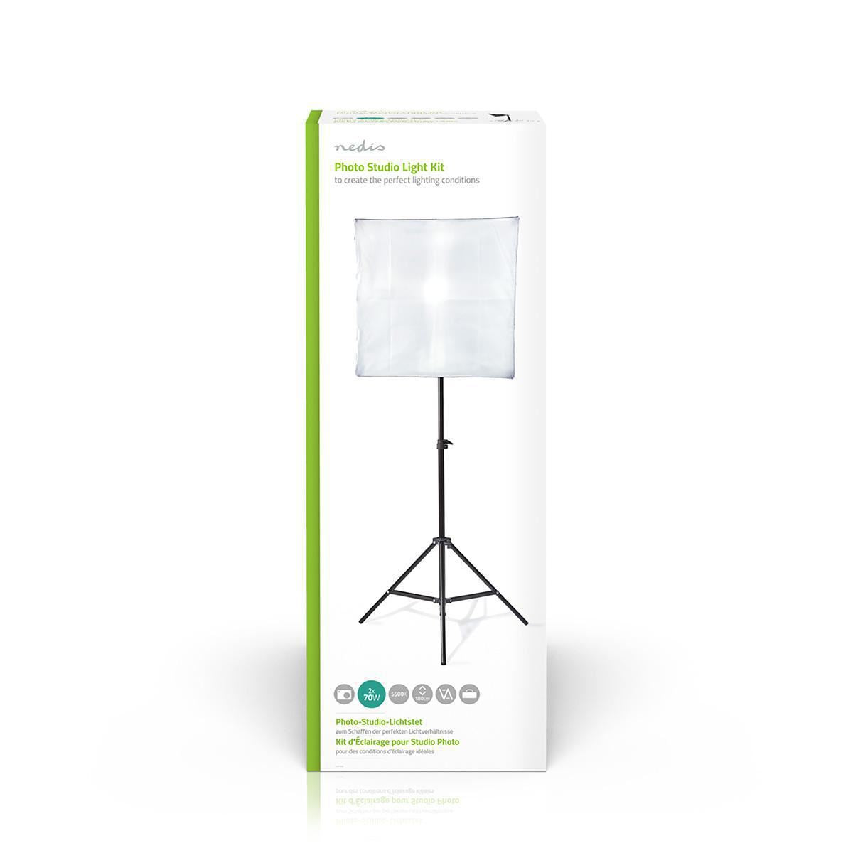 Nedis Photo Studio Light Kit 2x 70W 5500K 180cm height Foldable SLKT10BK