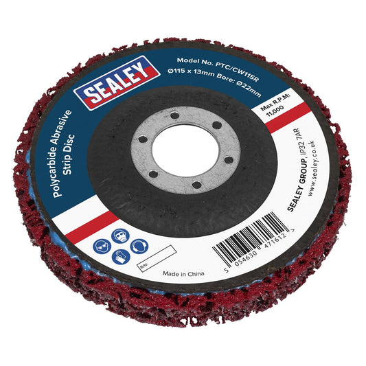 Sealey Polycarbide Abrasive Strip Disc 115 x 13 x 22mm - Red PTC/CW115R
