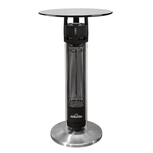 Dellonda Bistro Table with 1600W Heater, 95cm, Black/Stainless Steel DG63