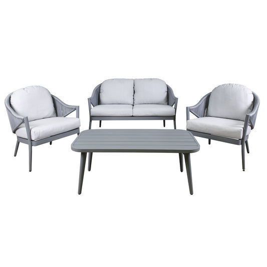 Dellonda Echo 4-Piece Aluminium Outdoor Garden Sofa Arm Chair & Coffee Table Set DG59