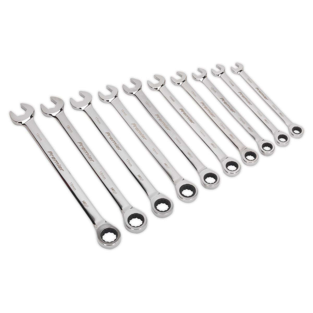 Sealey Combination Ratchet Spanner Set 10pc Extra-Long Metric AK63914