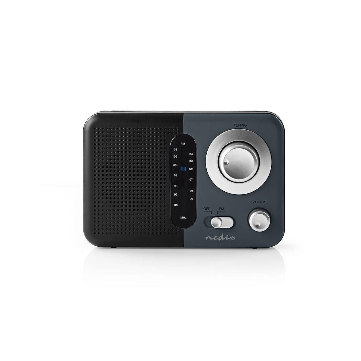 Nedis FM Radio 2.4W Carying Handle Black/Grey - RDFM1300GY