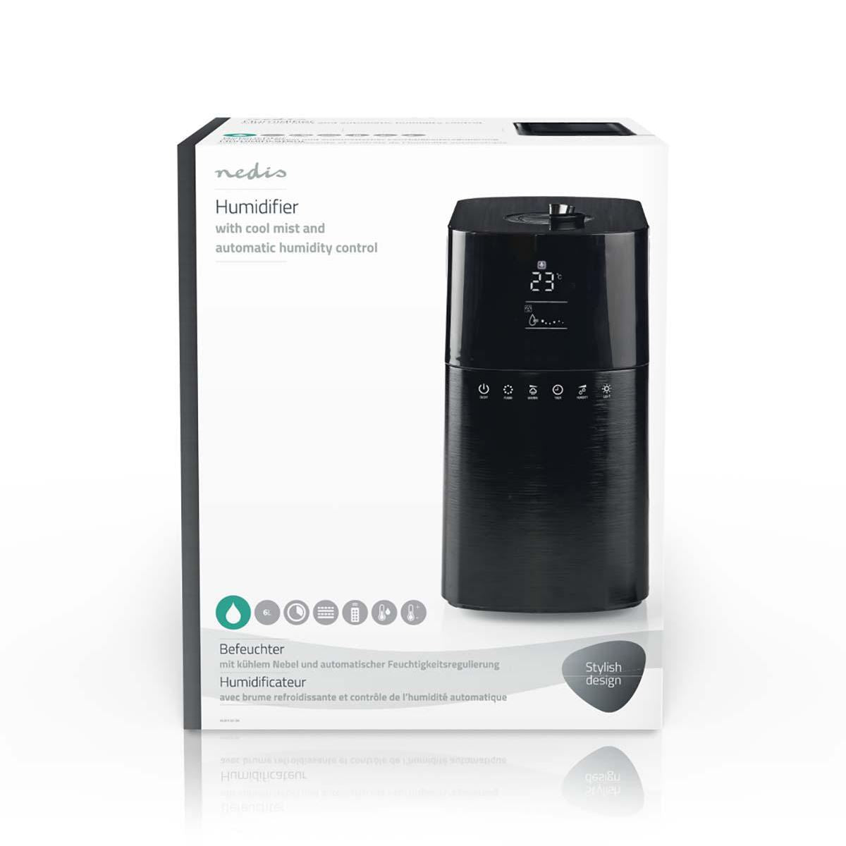 Nedis Humidifier 6L Hygrometer Remote Control Black - HUMI130CBK