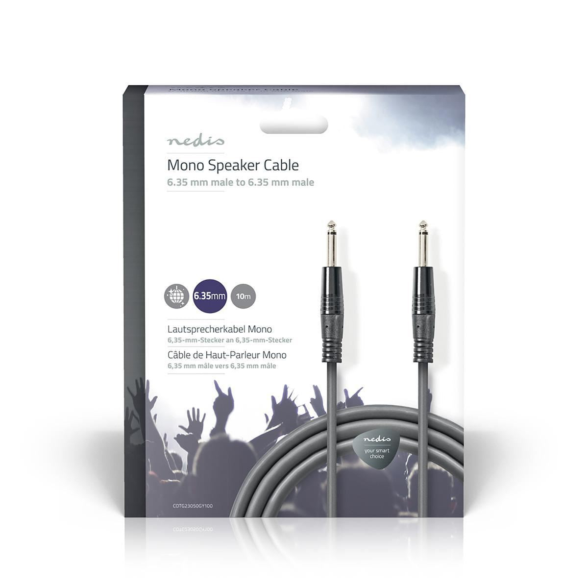 Nedis Mono Speaker Cable 6.35mm Male to 6.35mm Male 10m Grey COTG23050GY100