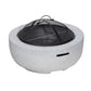 Dellonda Round MgO Fire Pit with BBQ Grill, 60cm, Safety Mesh Screen Light Grey