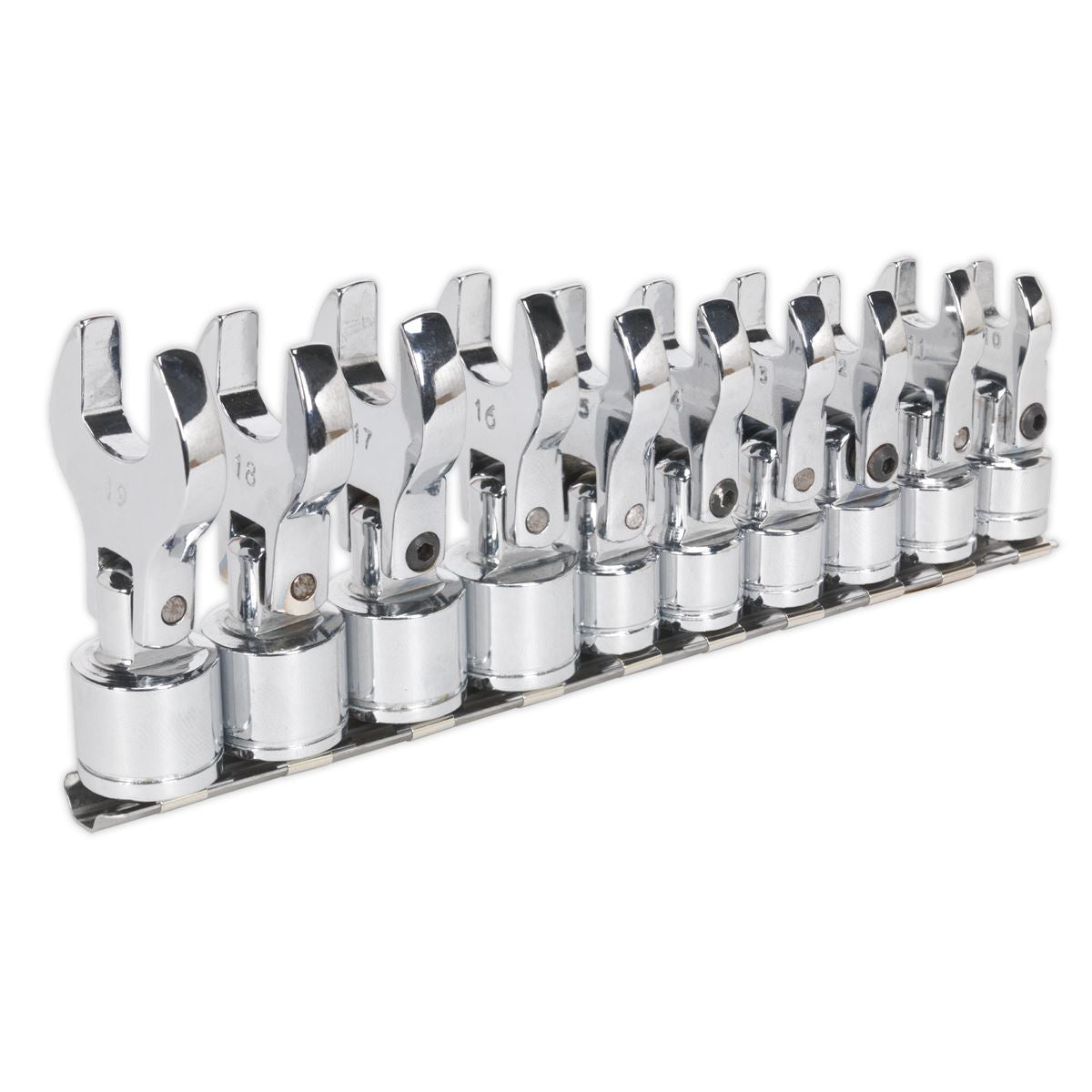 Sealey Flexible Crow's Foot Open-End Spanner Set 10pc 3/8"Sq Dr MM S01043