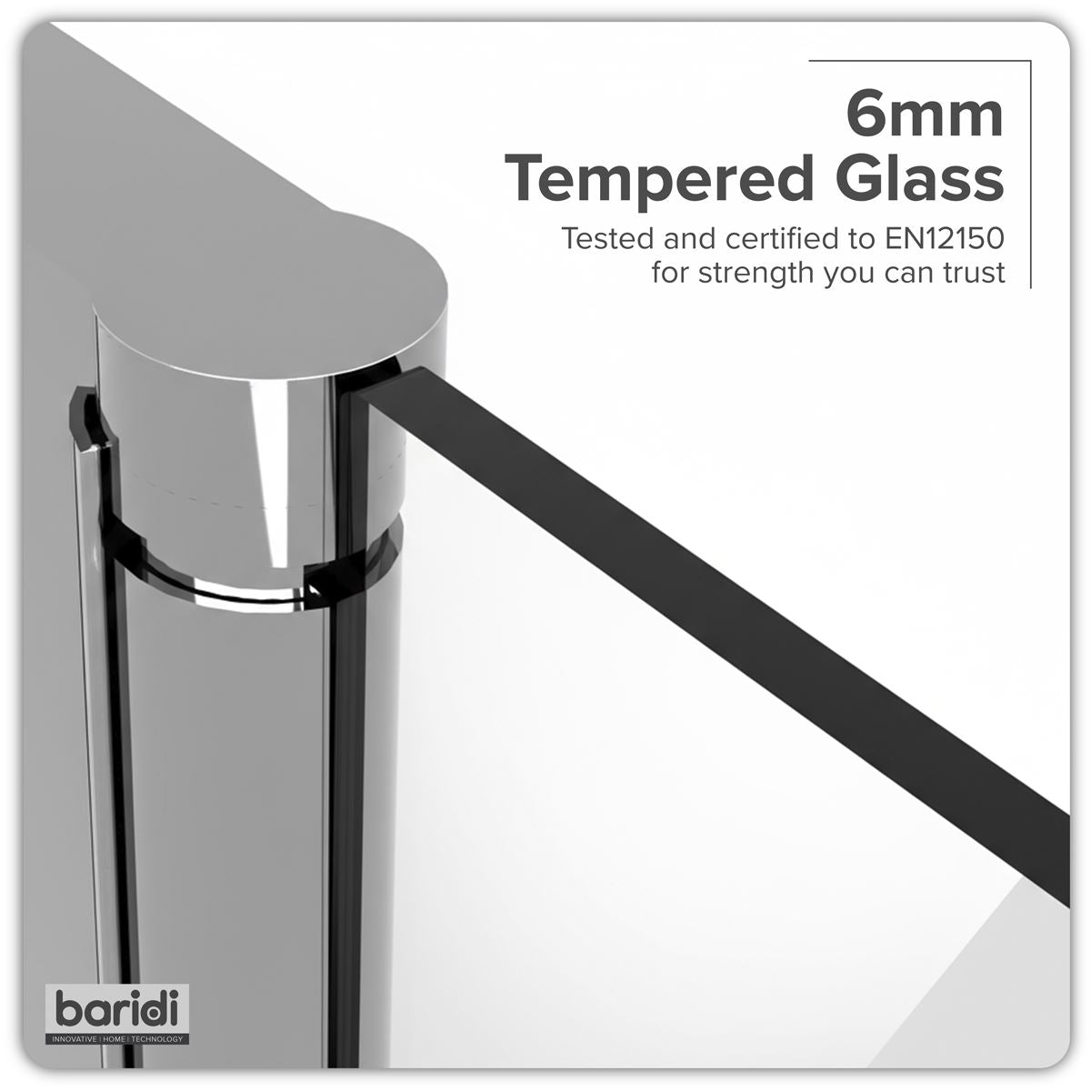 Baridi Pivot Shower Door 800 x 1850mm, 6mm Tempered Glass, Reversible - Chrome DH303