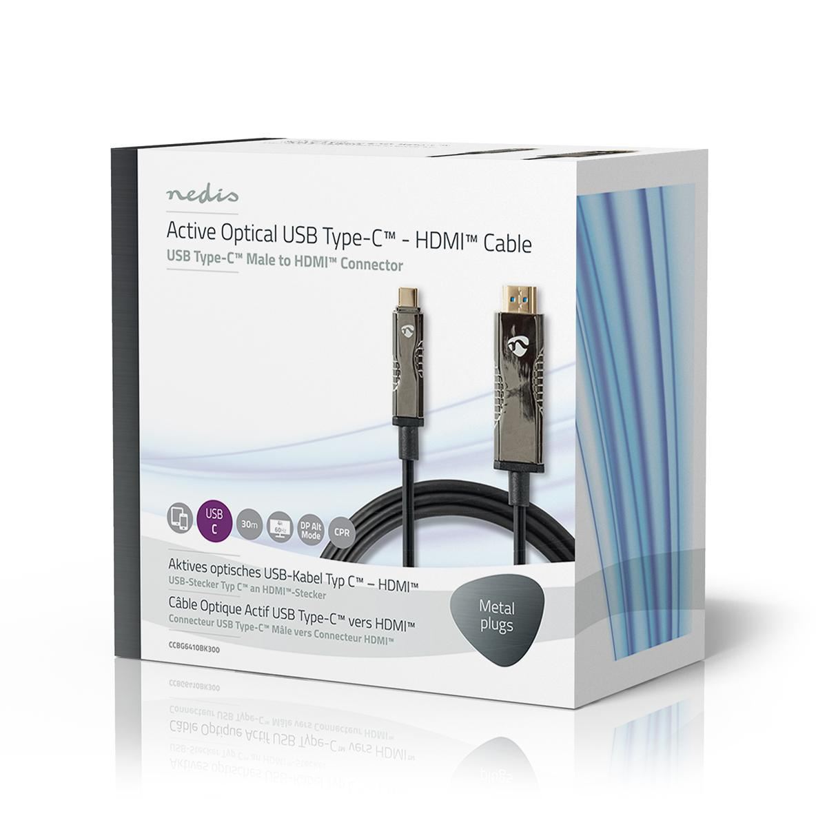 Nedis USB Type-C to HDMI Cable AOC Type-C Male to HDMI Connector 30m Black - CCBG6410BK300