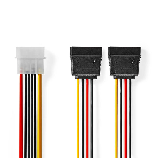 Nedis Internal Power cable Molex Male 2x SATA 15-Pin Female Gold Plated 0.15m