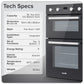 Baridi 90cm Built-In Double Oven, 88L Capacity, Energy Rating A - Black DH279