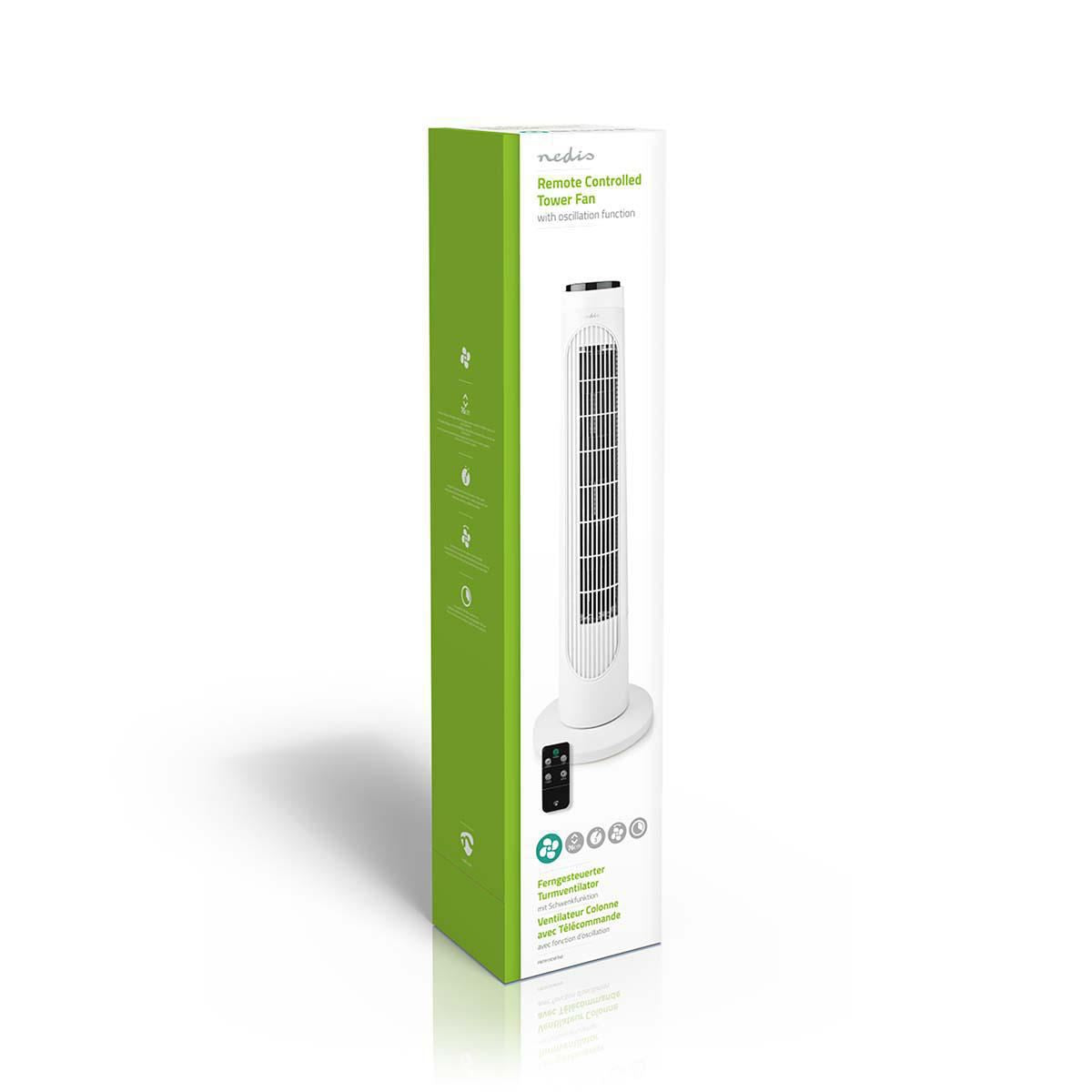 Nedis Tower Fan Height 76 cm 3-Speed Oscillation 50W Remote control White/Black - FNTR13CWT40
