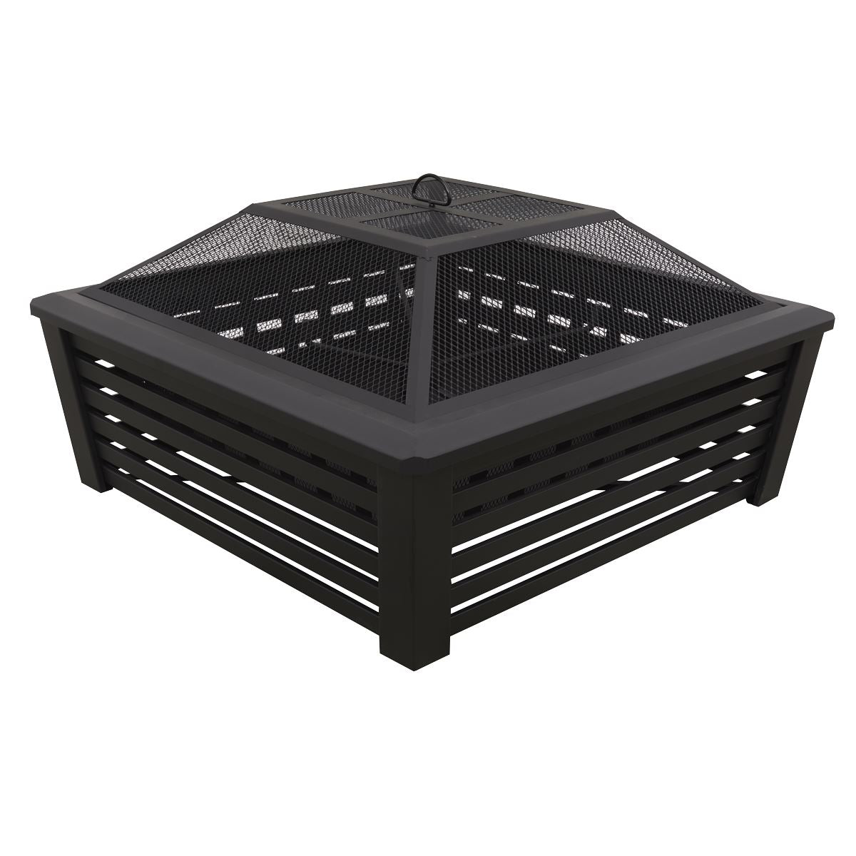 Dellonda 35" Square Outdoor Fire Pit, Black DG43