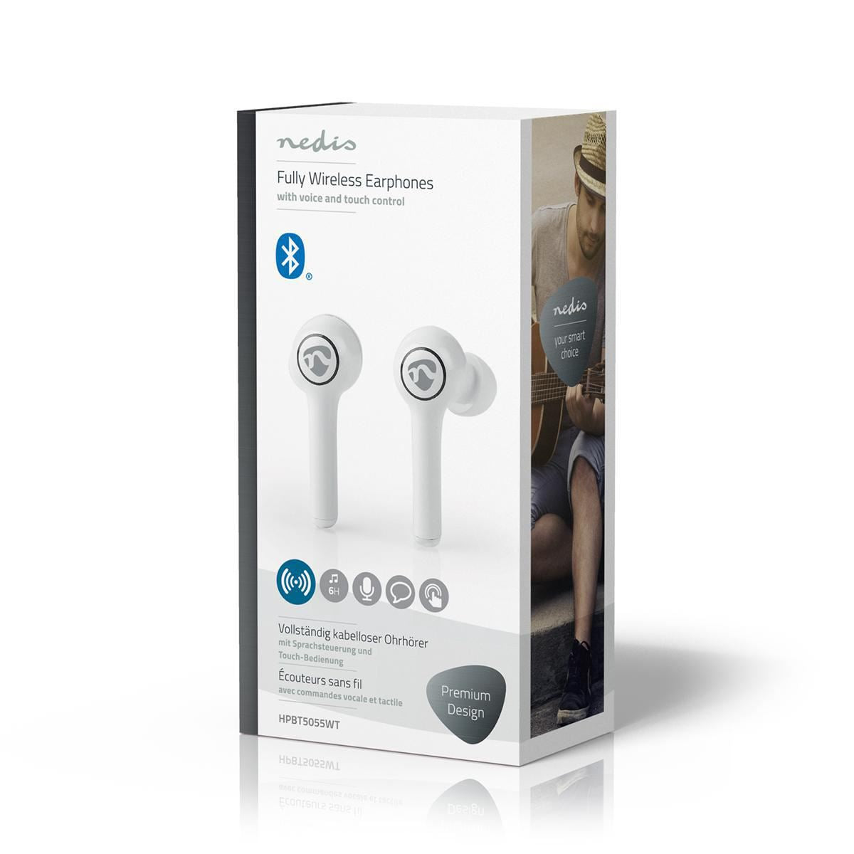 Fully Wireless Bluetooth Earphones 6hr Voice/Touch Control Design Chargeable - HPBT5055WT