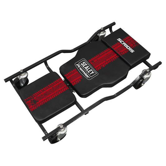 Sealey Steel Creeper with 4 Rough Ground 5" Wheels & Adjustable Back/Headrest