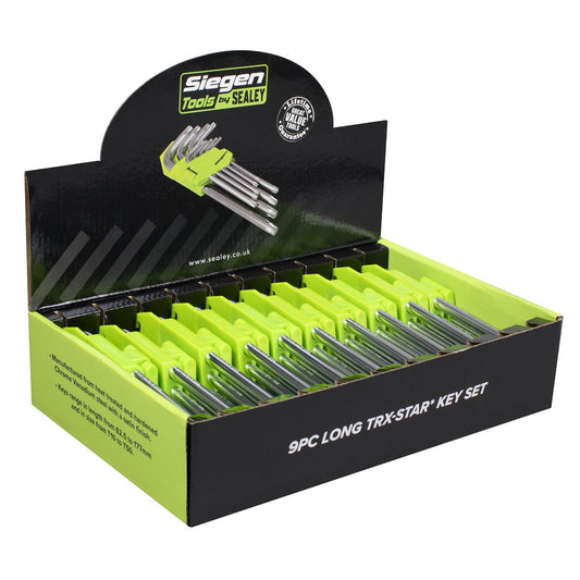 Sealey Siegen Long TRX-Star* Key Set 9pc - Display Box of 10 S01264