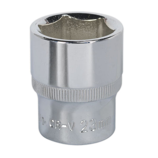 Sealey WallDrive Socket 23mm 1/2"Sq Drive Fully Polished SP1223