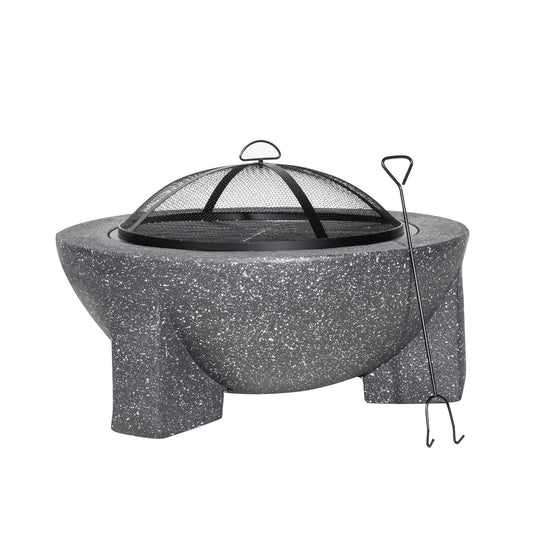 Sealey Dellonda Round MgO Fire Pit with BBQ Grill, 75cm, Safety Mesh Screen - Dark Grey DG191