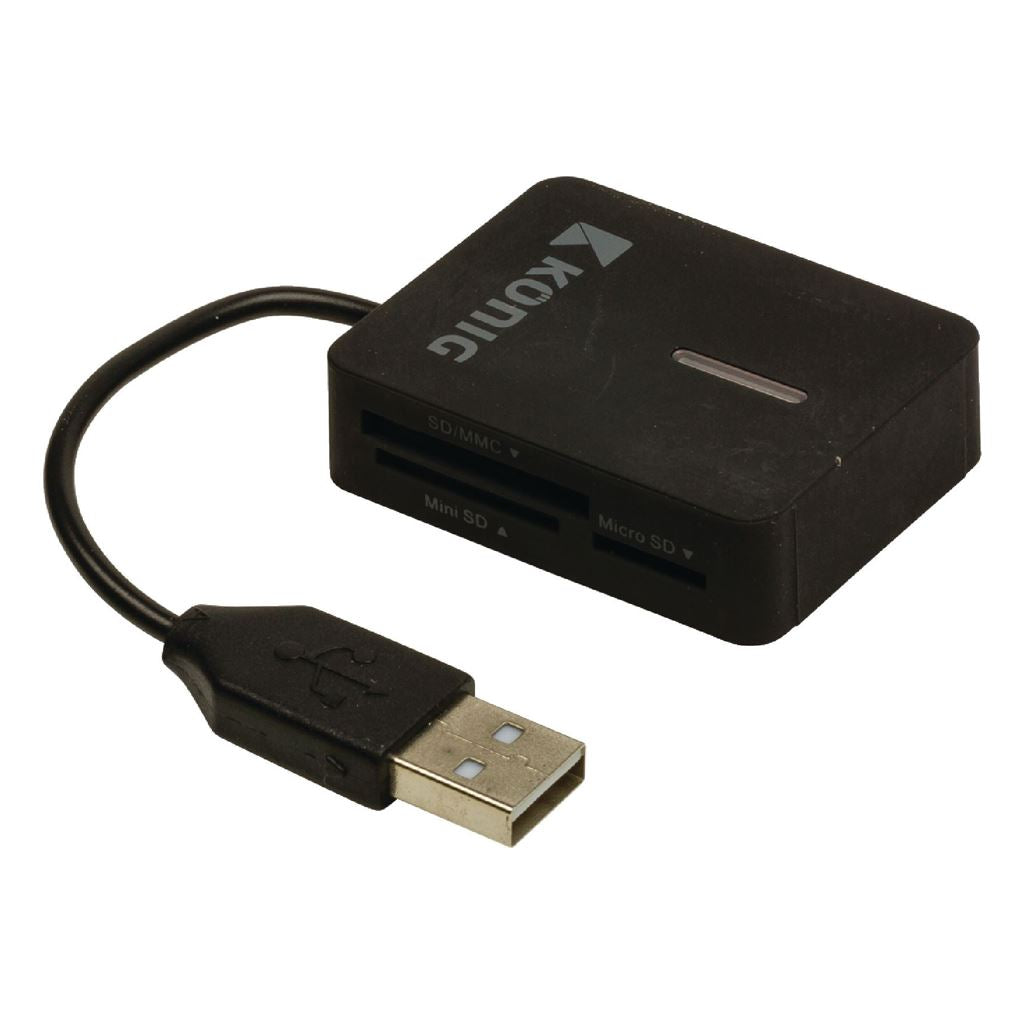 Konig All-in-one travel memory card reader USB 2.0 - CRDRU2300BK