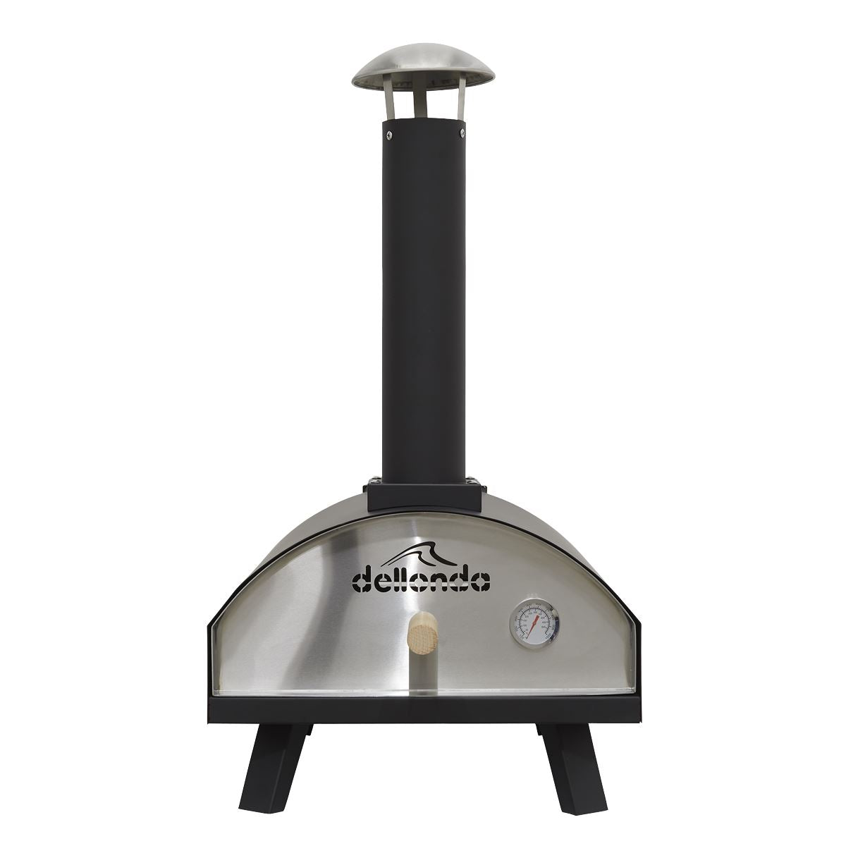 Dellonda Portable Wood-Fired 14" Pizza & Smoking Oven - Black/Stainless Steel DG10