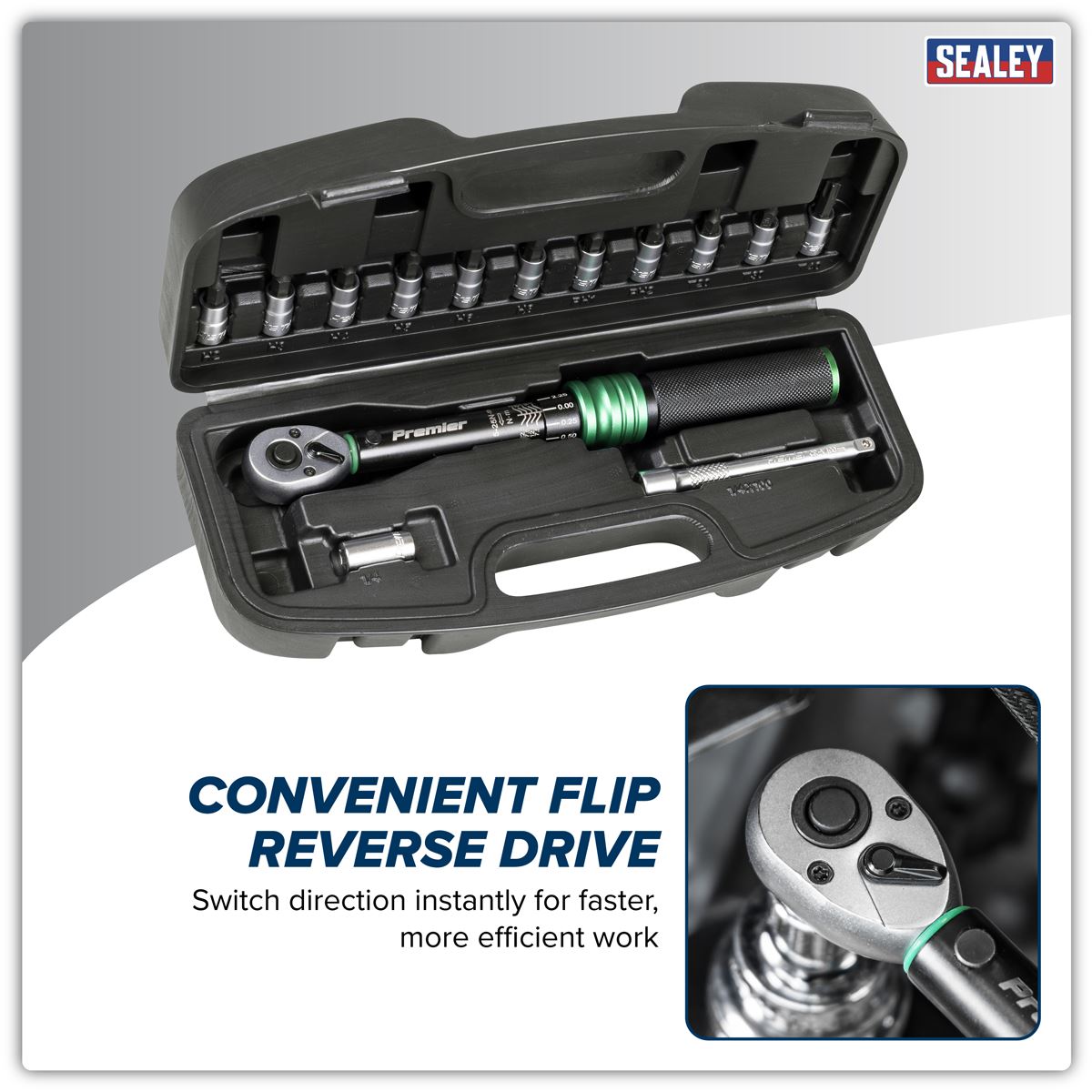 Sealey Premier Black Torque Wrench Set 1/4"Sq Drive 5-25Nm 14pc STW911B