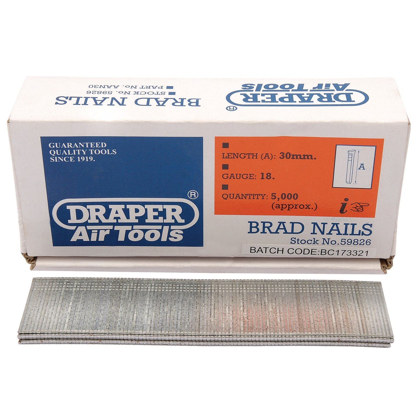 Draper 5000x 30mm Brad Nails Garage Professional Standard Tool 59826