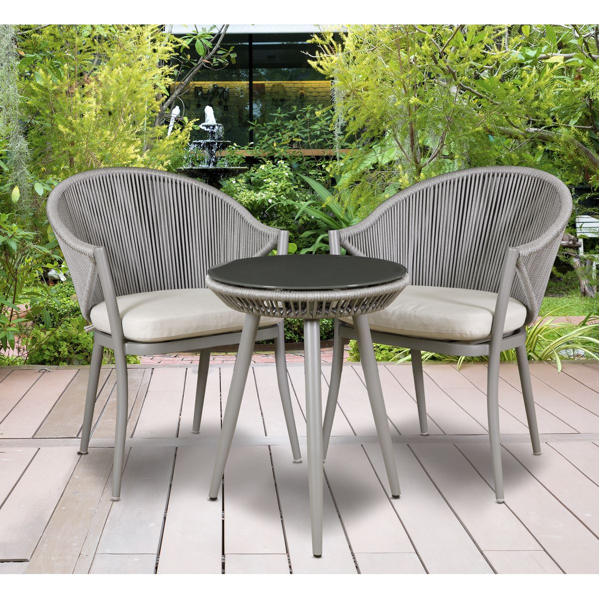 Dellonda Echo 3 Piece Aluminium Balcony Set with Tempered Glass Top - DG58 DG58