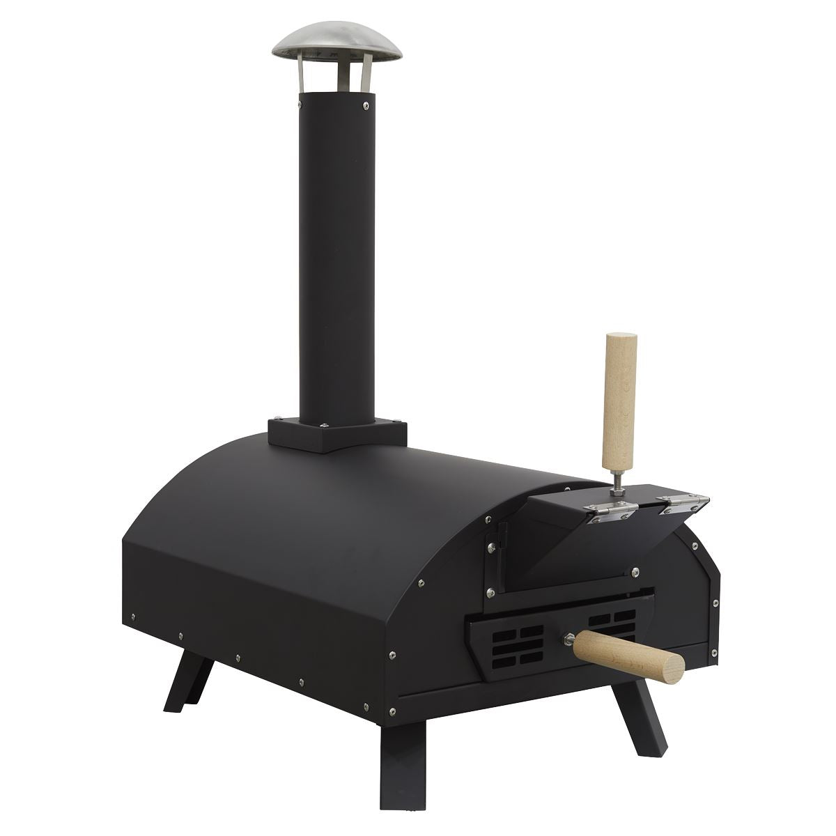 Dellonda Portable Wood-Fired 14" Pizza & Smoking Oven - Black/Stainless Steel DG10