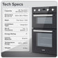 Baridi 72cm Built-Under Double Oven, 74L Capacity, Energy Rating A - Black DH278