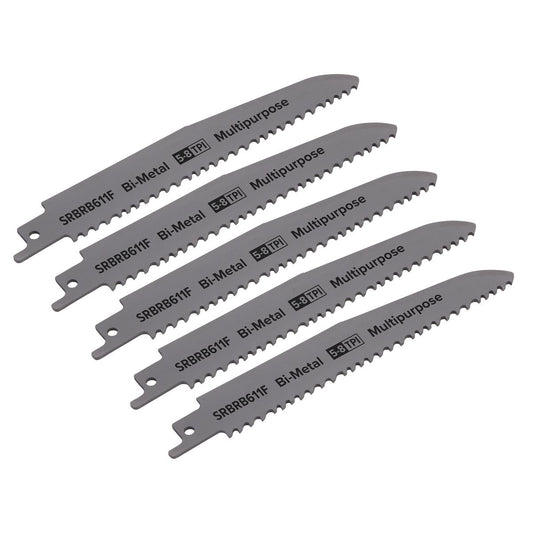Sealey Reciprocating Saw Blade Multipurpose 150mm 5-8tpi-Pack of 5 SRBRB611F