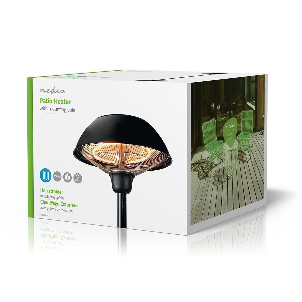 Nedis Patio Heater With Pole 200cm 1500W IP34 - HTPA16EBK