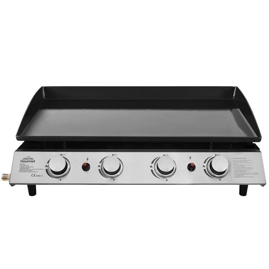Dellonda 4 Burner Portable Gas Plancha 10kW BBQ Griddle, Stainless Steel - DG23 DG23