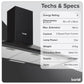 Baridi Cooker Hood, Chimney Style with Carbon Filters 90cm - Black DH59