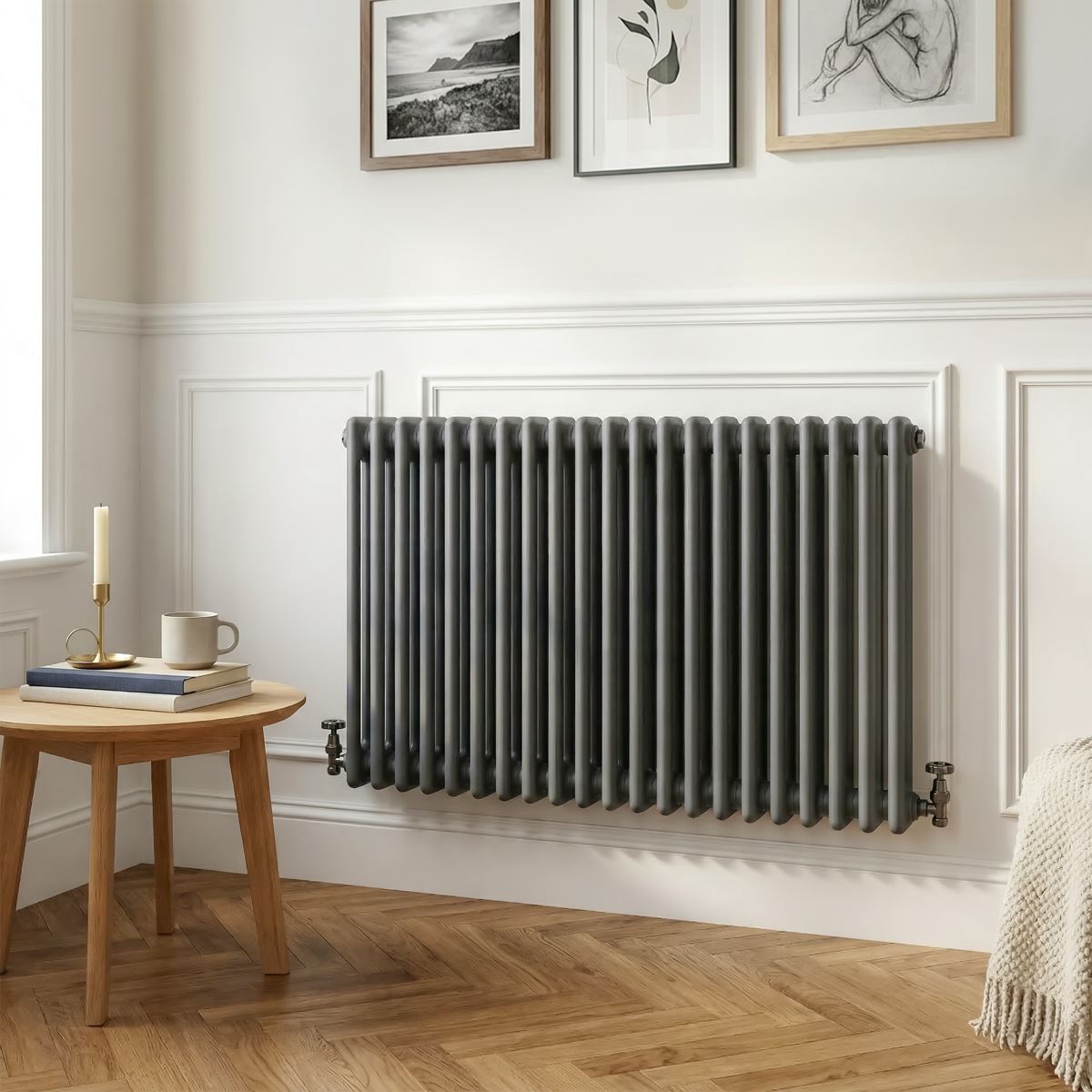 Baridi Horizontal Traditional 2 Column Radiator 600 x 1012mm � Anthracite DH359