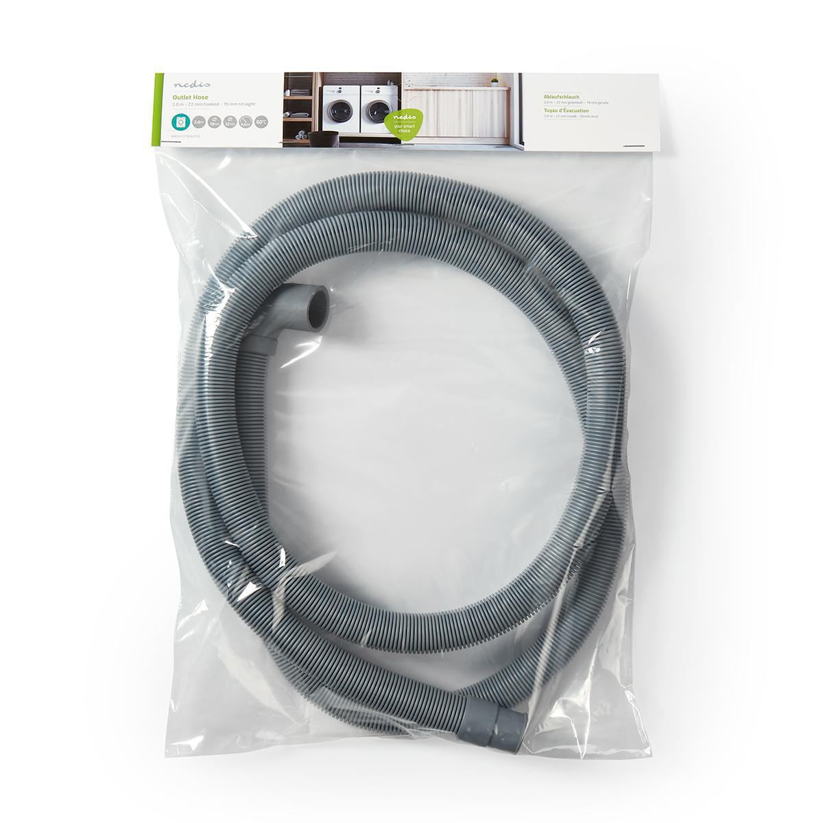 Nedis Outlet Hose 22mm Angled to 19mm Straight 0.5 bar 60 °C 2m - WAOH2219SHP20