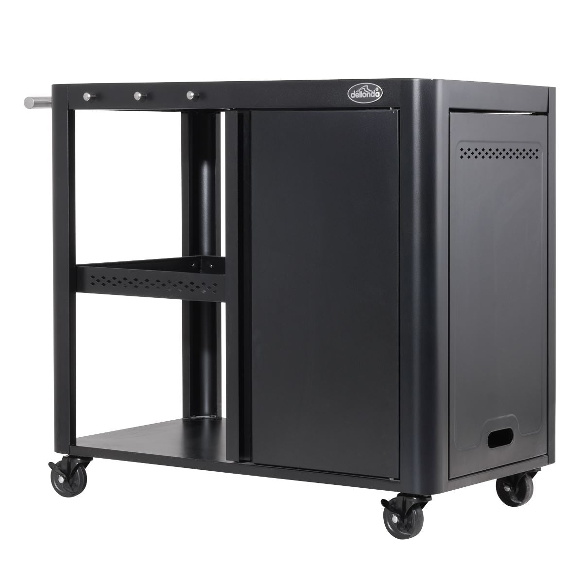 Dellonda BBQ/Plancha Workstation Trolley/Cupboard/Extension Table/Utensil Hooks