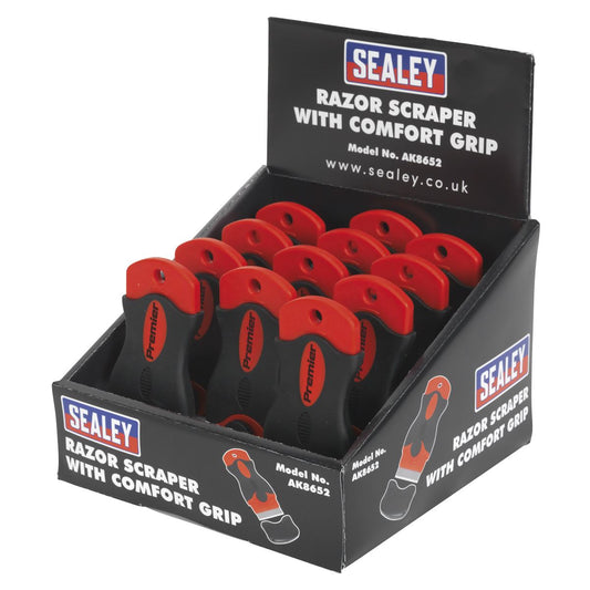Sealey Razor Scraper with Comfort Grip Display Box of 12 AK8652