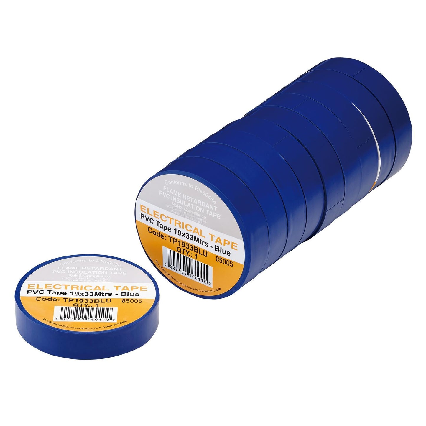 Blue PVC Electrical Insulation Tape, 19mm x 33m (Pack of 10)