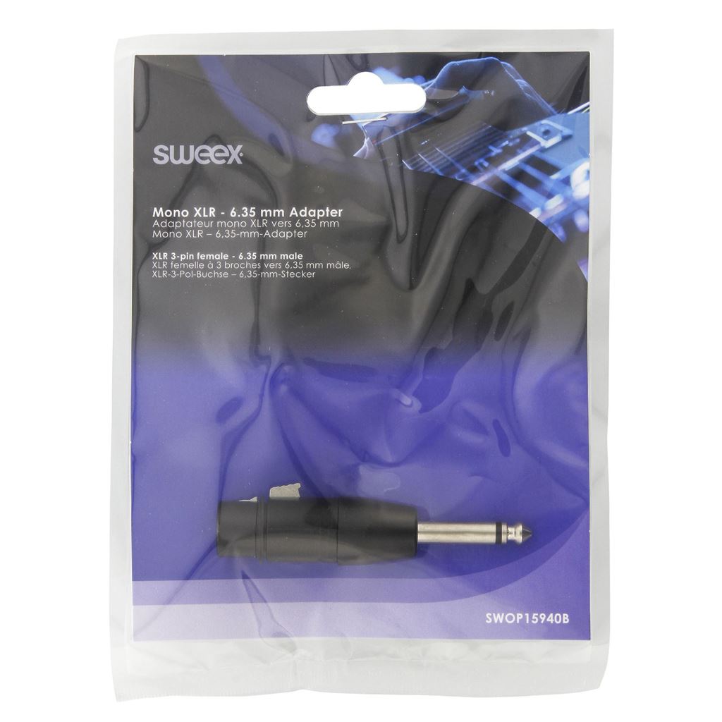 Sweex XLR Adapter XLR 3-Pin Female to 6.35mm Male Black SWOP15940B - COTP15940BK