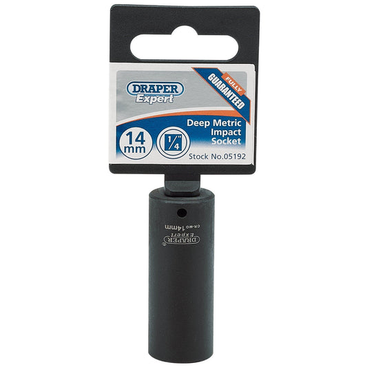 Draper 05192 Expert 14mm 1/4" Square Drive Hi-Torq 6 Point Deep Impact Socket
