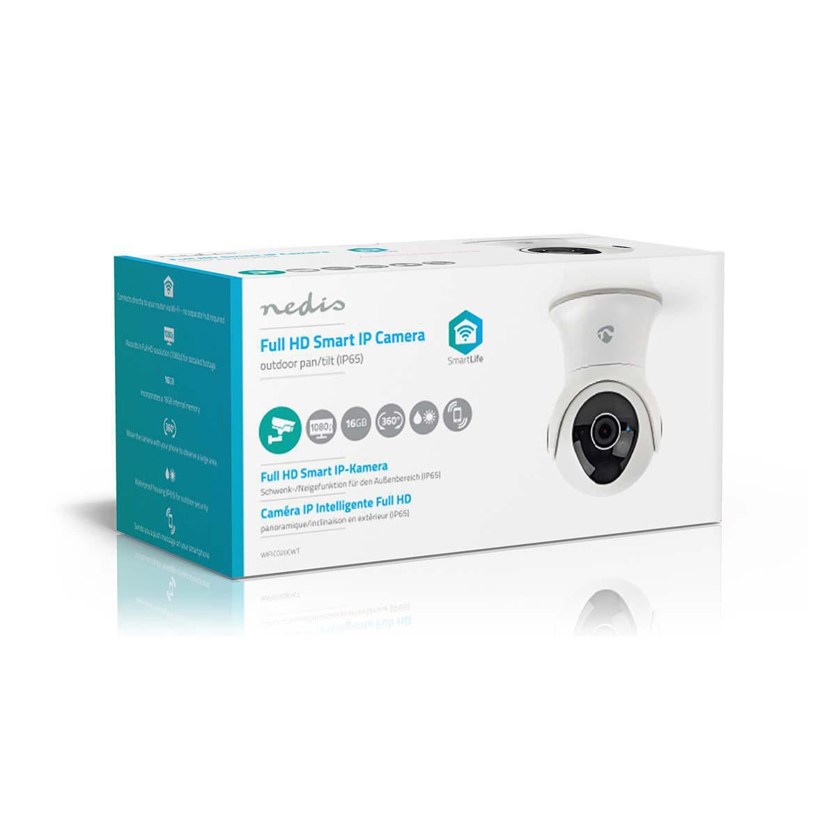 Nedis WiFi Smart IP Camera Pan/Tilt Full HD 1080p Outdoor Waterproof WIFICO20CWT