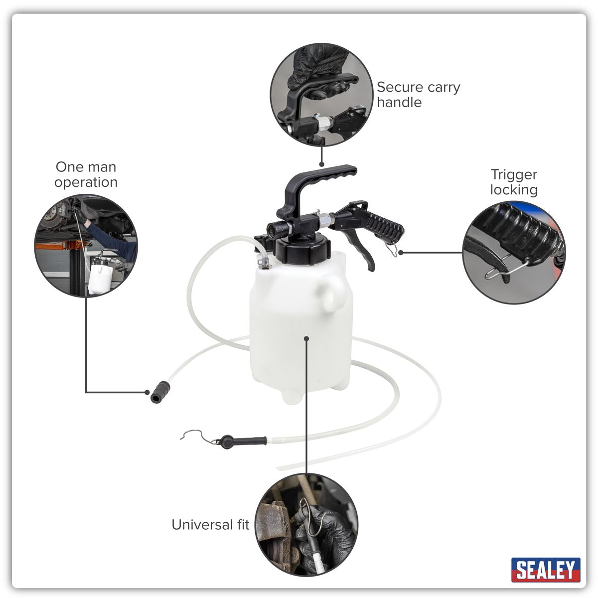 Sealey Pneumatic Fluid Extractor/Brake Bleeder 2.5L VS835