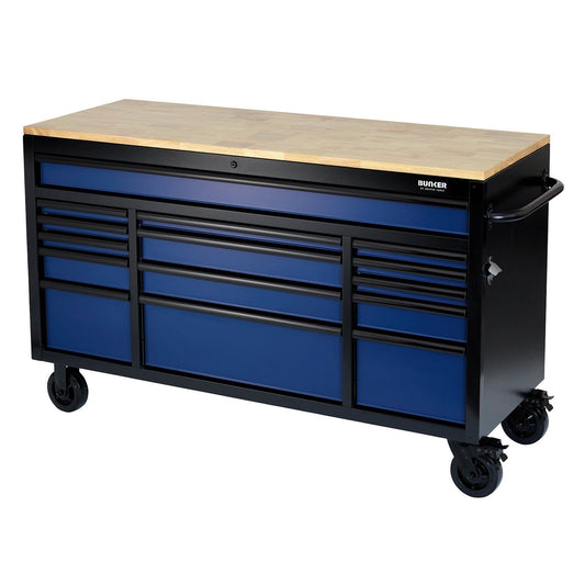 Draper 61" 15 Drawer Trolley Blue B100-61B
