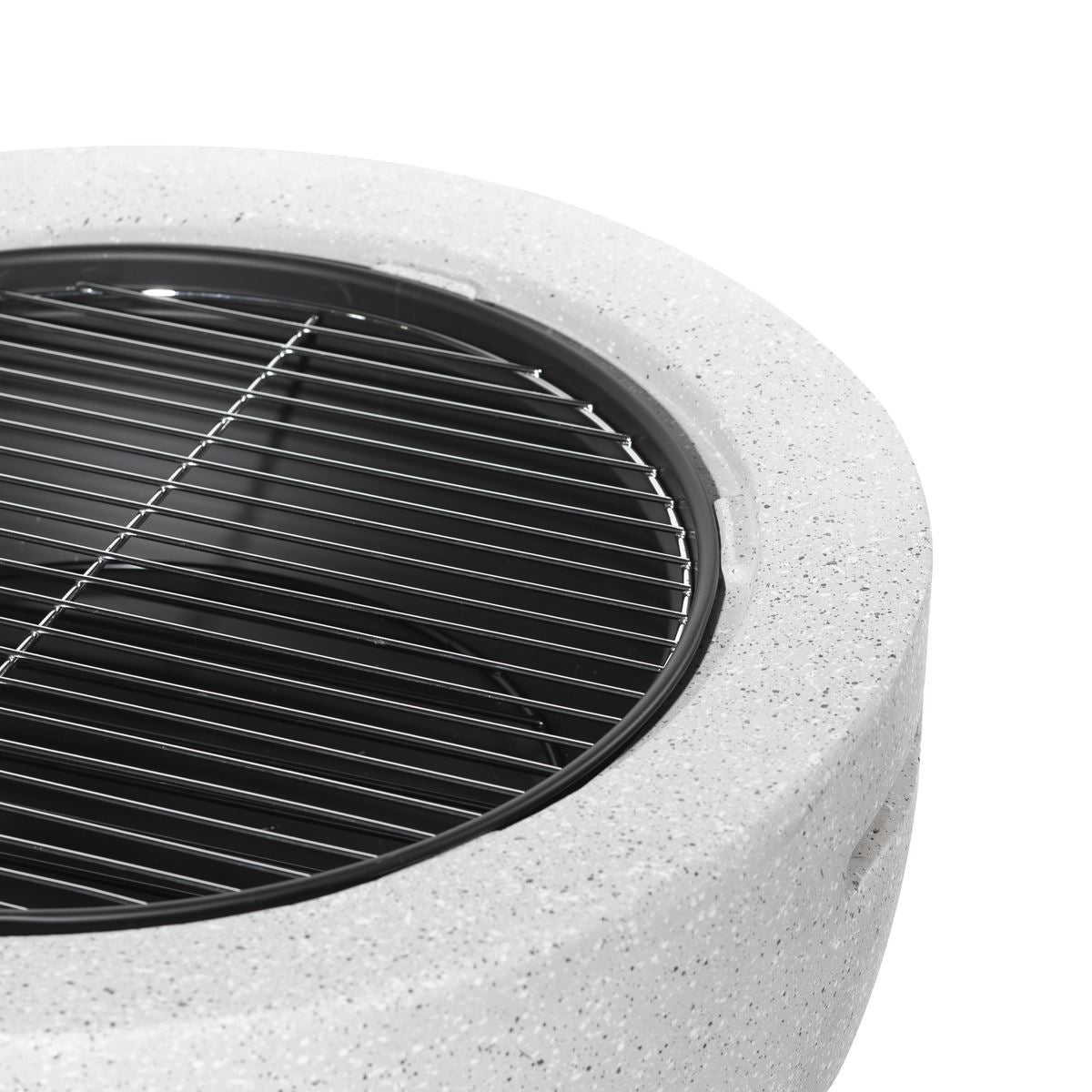 Dellonda Round MgO Fire Pit with BBQ Grill, 60cm, Safety Mesh Screen Light Grey