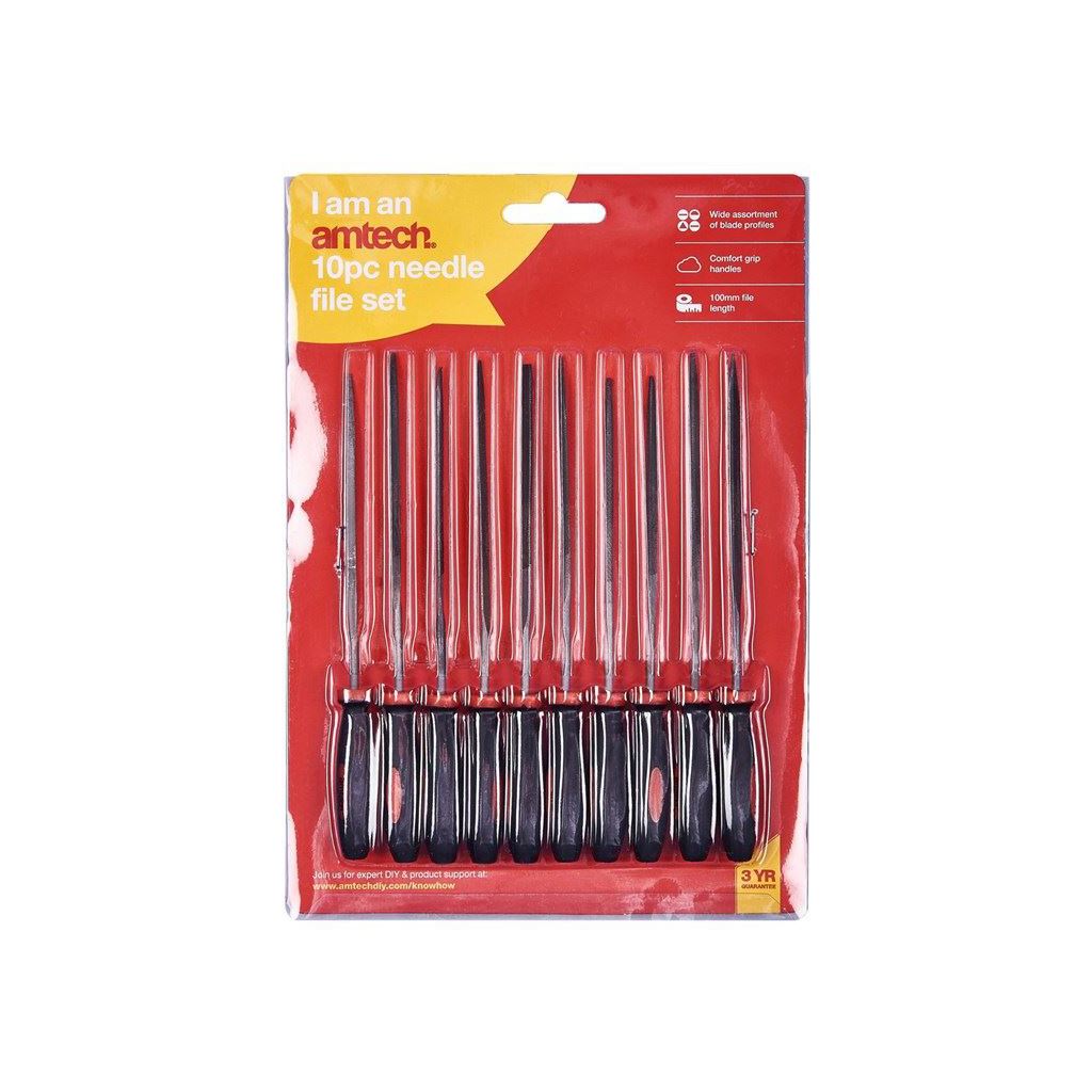 Amtech 10 Piece Needle File Set Metal/Glass/Stone/Filing/Diamond/Wood ...