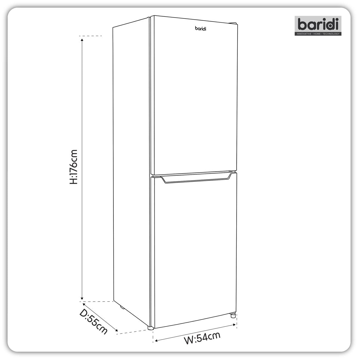 Baridi 60/40 Smart Frost Fridge Freezer 254L Capacity � White DH328